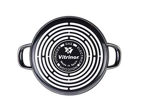 Desconocido Magefesa Glass Molde para Horno 24 cm de Acero esmaltado, Antiadherente bicapa Reforzado, Color Efecto Espejo Exterior. Apto para Todo Tipo de cocinas, incluida inducción, Negro Cristal