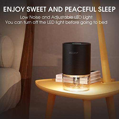 Deshumidificador portátil, Mini deshumidificador 750 ml, luz de ambiente de 7 colores, apagado automático, ahorro de energía, buena ayuda para el dormitorio / escritorio para mejorar el medio ambiente