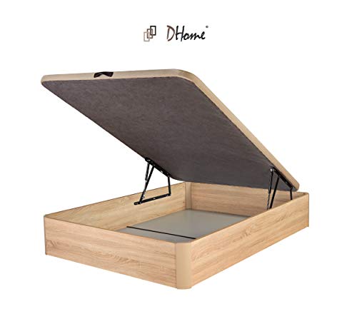 DHOME Canape Abatible Tapizado 3D 4 válvulas Maxima Calidad Esquinas canapé Madera (105x190 Roble, 22mm)