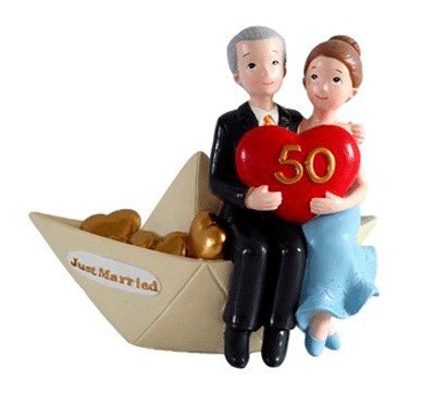 DISOK - Figura Pastel 50 Aniversario Barco - Figuras Tarta, Pastel Aniversarios Bodas de Oro