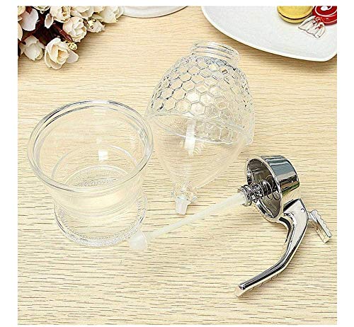 Dispensador de miel, dispensador de jarabe, hermoso tarro de miel con soporte