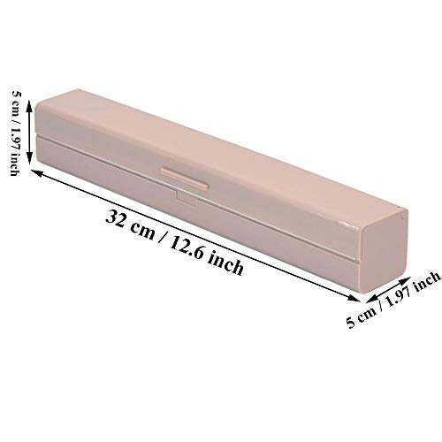 Dispensador Envoltura de Plástico, Dispensador Envoltura y Cortador, 5 x 5 x 32 cm PP Plástico Dispensador Envoltura para Film Transparente, Papel Aluminio, Cocina Casera, Restaurante (Rosa)