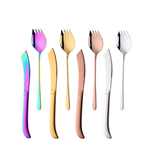 Do Buy Bistec Vajilla,8 Piezas,4 Cuchillo 4 Tenedor Diseño Especial,Apto, Restaurante, Exterior, Picnic, Cocina casera.