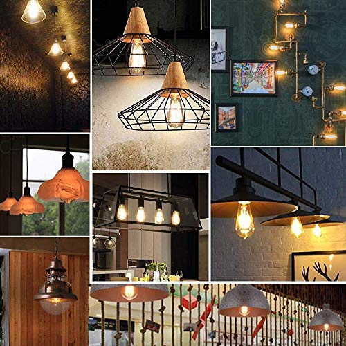 Dobee Bombilla LED E27, Edison Vintage Bombilla Cálido 4W ST64 2600-2700K 400LM Bombilla Retro Decorativa Ambar Cálido Blanco Bombillas Incandescentes - 6 Unidades [Clase de eficiencia energética A+]
