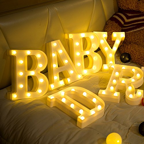DON LETRA Letras Decoración Luminosa para Habitación de Niños, Luces LED con 11 Bombillas, 2 Pilas AA, Plástico, Decoración del Hogar, Altura de 22cm- Letra D