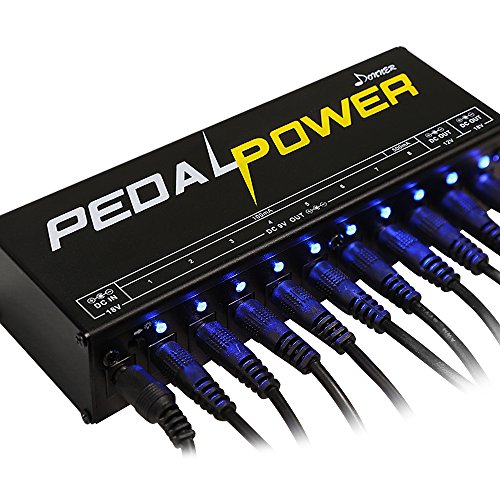 Donner® Fuente de alimentación para pedal de Guitarra, 10 salidas aisladas de 9V/12V/18V, indicador LED, cables incluidos