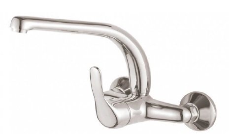 DP Grifería GPA001 Grifo Monomando de Pared Alto Tubo Manzanilla (11 cm), Plateado