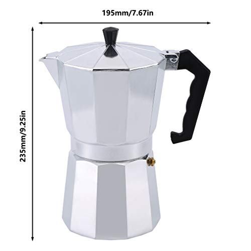 Dpower Cafetera Italiana Cafetera Italiana Espresso 6/12 Tazas Cafetera Moka Clásica Adecuada para Cocina/Estufa de Gas Uso Doméstico y en la Oficina Plata