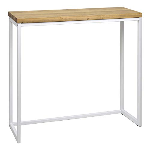 DS Dropshipping Consola Recibidor iCub Blanca Tablero Grueso 3cm Madera Maciza 80x30x80cm Efecto Vintage
