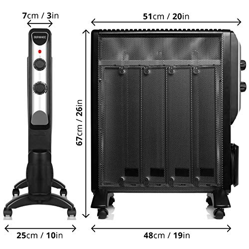 Duronic HV220 Radiador Eléctrico 2000W de Panel de Mica - Estufa sin Aceite Que calienta en 1 Minuto – 4 Ruedas - Bajo Consumo y Ligero