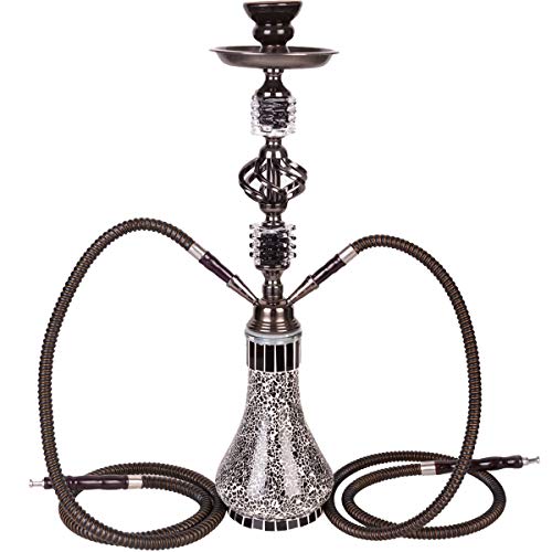 DXP Shisha Hookah 55cm 2 Manguera Cachimba Narguile agua tubo vidrio fumar Negro