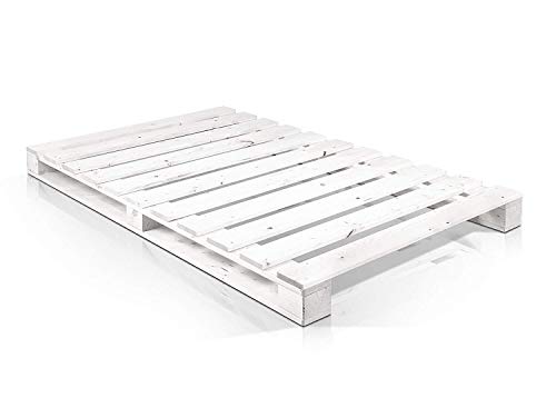 Dydaya Palets Blancos de 105 x 200 de Madera Lijados y Pintados de Blanco para Base de Cama & Pallets para Camas, Somieres, Estructuras