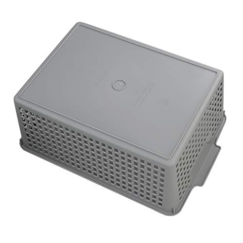 Dynko 4 Cestas de Almacenamiento de plástico, Bandejas Organizadoras de Plástico, Transparente y Gris