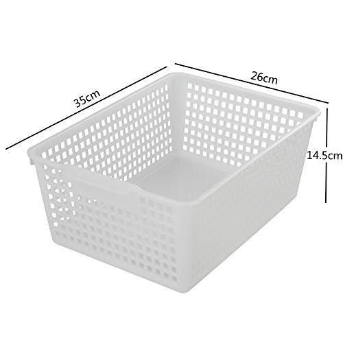 Dynko 4 Cestas de Almacenamiento de plástico, Bandejas Organizadoras de Plástico, Transparente y Gris