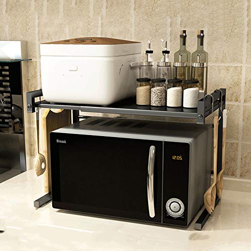 E-MANIS Estante de Horno para microondas, Estante de Horno de microondas abjustable de 2 Niveles, Estante para Horno de sobre encimera de Cocina, Armario de Cocina