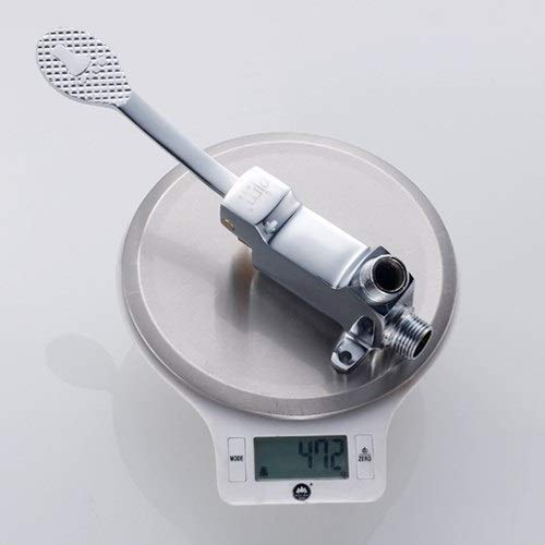 Easikc Fregadero creativo del pedal del pie Grifo de agua fría individual Lavado rotativo de 360 ​​grados Grifo del pie del lavamanos Palanca individual Orificio único Cobre completo Mezclador de coci