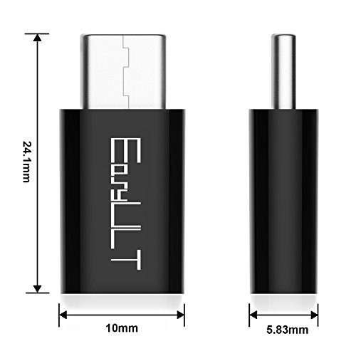 EasyULT Adaptador USB C, 4 Pack Adaptador USB Type C a Micro USB Conector Convertidor para Transferencia de Datos para XiaoMI, P20 Lite,Galaxy S9/S8 y más-Negro