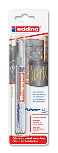 edding 750/1-54 - Blíster con 1 rotulador permanente tinta opaca, color plata