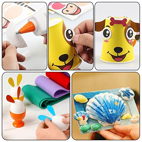 E·Durable Mini Pistola manualidades con 50 Piezas Barras de Pegamento para DIY Pequeño Arte, Empaques, Reparaciones Rápidas y en el hogar, oficina y escuela, (15W~25W, Blanco)