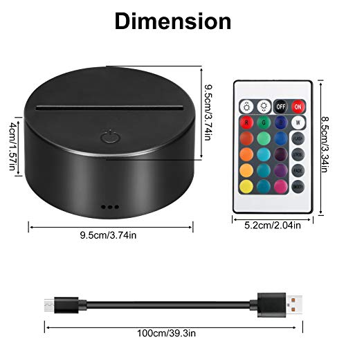 EEEkit 4 Pack 3D Night LED Light Lamp Base Control remoto Cable USB Ajustable 7 colores Decoración Luces para dormitorio Habitación infantil Sala de estar Bar Tienda Cafetería Restaurante Oficina