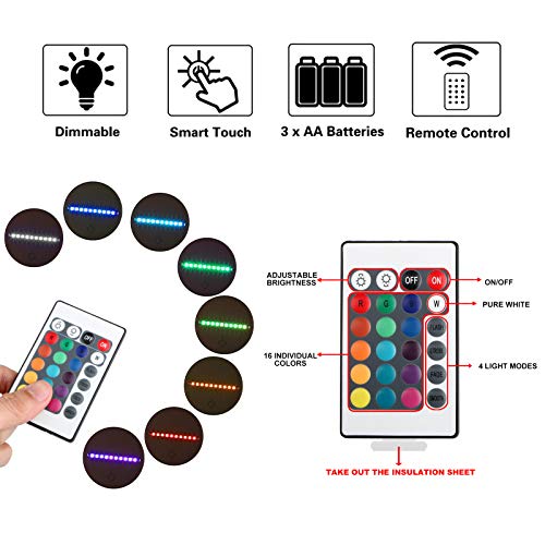 EEEkit 4 Pack 3D Night LED Light Lamp Base Control remoto Cable USB Ajustable 7 colores Decoración Luces para dormitorio Habitación infantil Sala de estar Bar Tienda Cafetería Restaurante Oficina