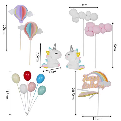EKKONG Cake Topper Unicornio, Decoraciones de Pasteles cumpleaños 14 Piezas para la Fiesta de la Fiesta de Bienvenida al bebé cumpleaños niñas Niños (14 Piezas)