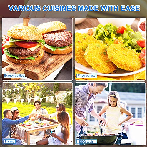 EMAGEREN Prensa de Hamburguesa, Molde de Hamburguesa Antiadherente con 500pcs Papeles Hamburguesa Papel Antiadherente Horno Aparato para Hacer Hamburguesa de Aluminio, Utensilio para Hacer Hamburguesa