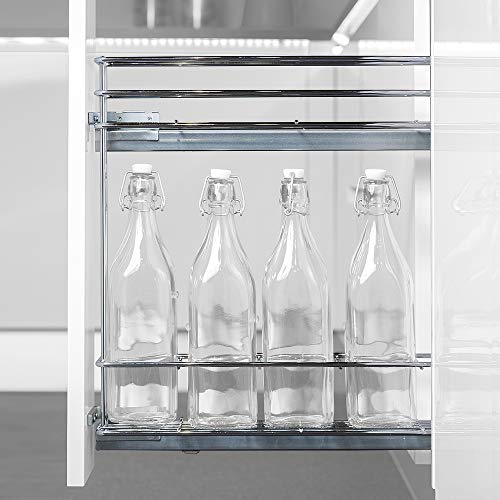 Emuca - Carro botellero extraíble con cierre amortiguado, mueble 200 mm, plata