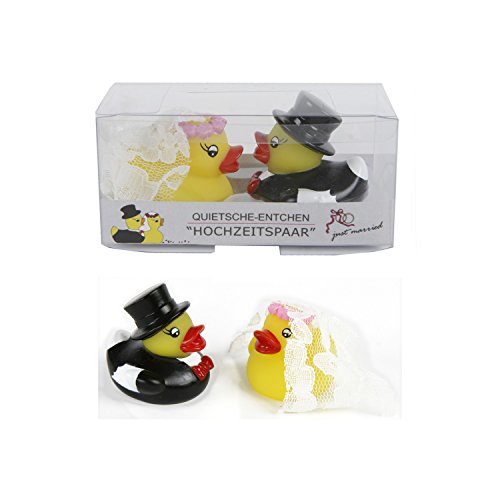 Ente Hochzeitspaar Pain-is-Art Goma con diseño de Pareja de patitos, 2 Unidades