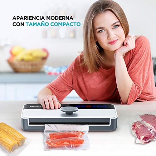 Envasadora al Vacío, CalmDo Máquina Selladora al Vacío Automático para Alimentos，6 en 1 Sellador al Vacío Profesional Seco y Húmedo 120W con Rollo Bolsas y Tubo para Uso Doméstico, CD-V001