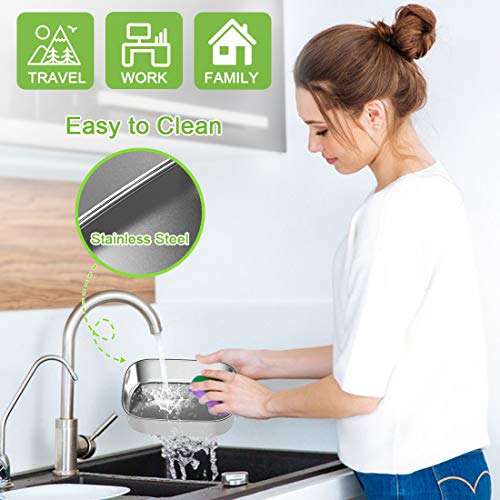 ERAY Fiambrera Eléctrica 220V 12V para Coche y Trabajo 40W 1,5L Recipiente Extraíble de Acero Inoxidable, 2 Compartimentos, Adecuado para Coche/Oficina/Escuela, Color Verde