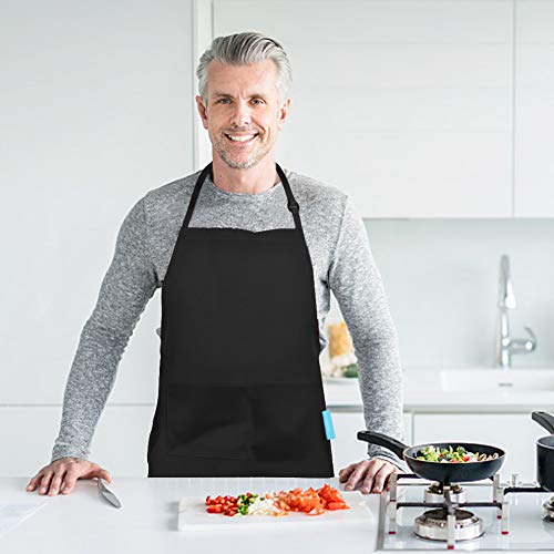 esafio 2 Piezas Delantales Impermeables, Unisex Delantales de Cocinero para Restaurante Barbacoa Cocinar Hornear Color Negro