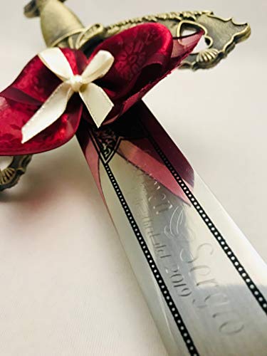 Espada TIZONA GRANDE GRABADA para cortar tarta novios boda o decoración SIN FILO espadas cid