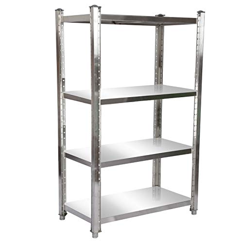 Estantería de acero inoxidable 120x50x155cm con 4 baldas para hostelería, cocina industrial, almacén