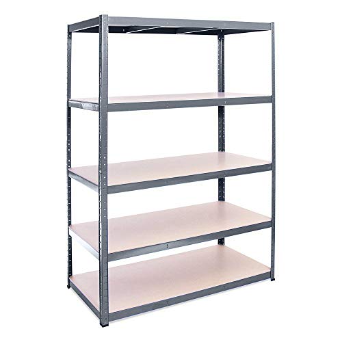 Estantería metálica de almacenamiento industrial resistente con 5 estantes- Pack individual - ideal para almacén, garaje, trastero, sótano - 180cm x 120cm x 60cm - 5 años de garantía