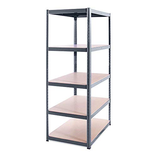 Estantería metálica de almacenamiento industrial resistente con 5 estantes- Pack individual - ideal para almacén, garaje, trastero, sótano - 180cm x 90cm x 40cm - 5 años de garantía