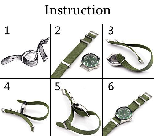 Estilo Superior de la NATO Nylon balístico Banda de Reloj de reemplazo de la Correa de 18 mm de Gama Alta para los Hombres Negro Trenzado