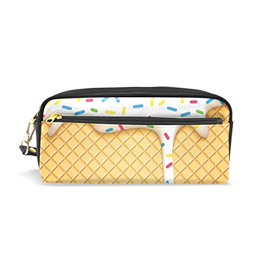 Estuche para lápices, obleas para pasteles con esmalte, para estudiantes, papelería, lápices, estuche, bolsa para la escuela, oficina, organizador de almacenamiento