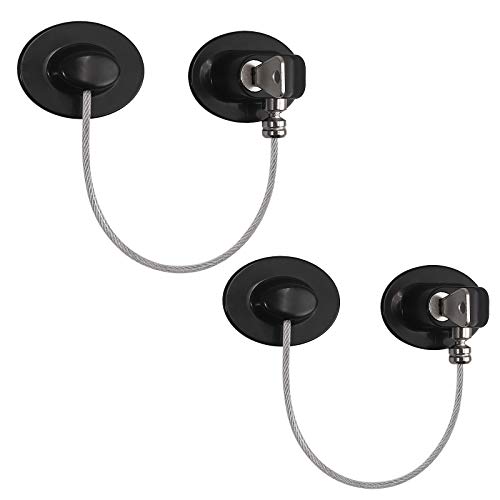 eSynic 2 Piezas Seguridad de Refrigerador Cerradura de Nevera Mini Cerradura de Seguridad para Niños Utilizada en Puerta de Refrigerador Cajón de Gabinete del Refrigerador-Negro