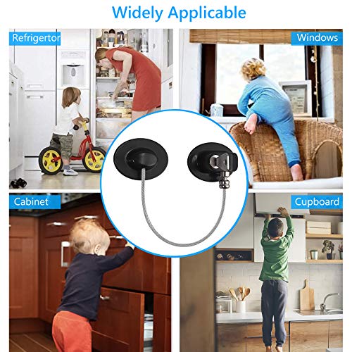 eSynic 4 Piezas Seguridad de Refrigerador Cerradura de Nevera Mini Cerradura de Seguridad para Niños Utilizada en Puerta de Refrigerador Cajón de Gabinete del Refrigerador-Negro