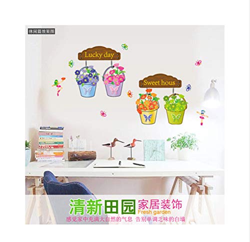 Etiqueta De La Pared Puede Quitar El Palo De La Pared Pegatinas De Comercio Exterior Decoración De La Habitación Dulce Lucky Flower Pot Stickers