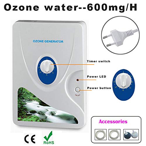 Evaky 600 MG generador de ozono purificador de Aire ozonizador ozonizador ozono ozono concentrador de oxígeno portátil purificador de Agua esterilización (Blanco)