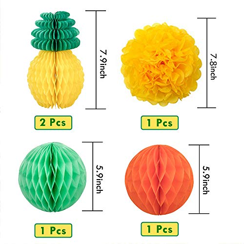 Evance Decoración de la Fiesta, 22 Piezas Abanicos de Papel Bola Ventilador de Papel para Colgar Decoración de Papel tisú Piñas ,Nido Pom Poms decoración para celebración Fiesta cumpleaños Boda