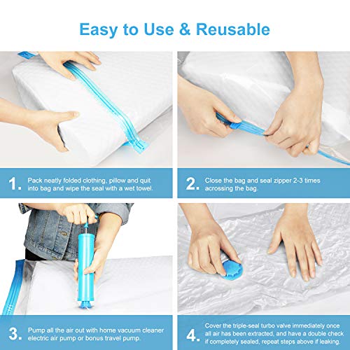 EWEIMA 15 Piezas 3 Tamaños de Bolsa para Vacío de Ropa, Bolsas de Almacenamiento al Vacío Ahorro de Espacio para Guardar Ropa, Ropa de Cama, Edredones, Almohadas, Mantas, Cortinas, Tejidos, Sábanas