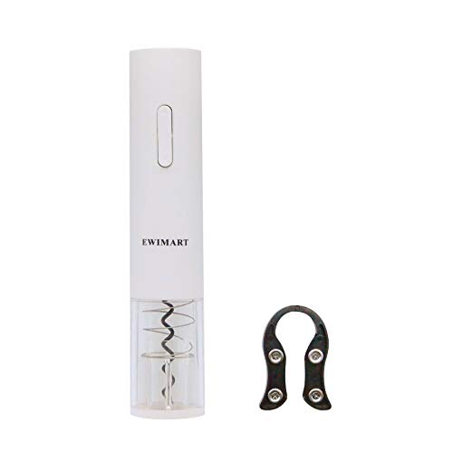 EWIMART Abrebotellas de vino eléctrico, abrebotellas de vino automático rápido con tornillo y sacacorchos eléctrico inalámbrico con cortador de papel de color blanco