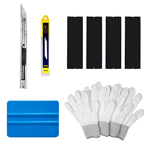 Ewrap Kit de película para Ventana Kit de Herramientas de Envoltura de Vinilo Herramientas de Tinte de Ventana con Cuchillas, Guantes de Vinilo, rasqueta de Fieltro