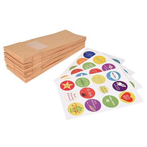 ewtshop® - 48 bolsas de papel de estraza con ventana, formato 27 x 10,5 x 6,5 cm, bolsas de regalo para galletas, cosas de picar, peluches u otros muchos regalos