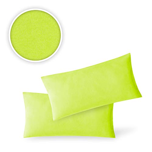EXKLUSIV HEIMTEXTIL Fundas de Almohada de Jersey 2 Pack económico con Cremallera 40 x 60 cm Verde Manzana