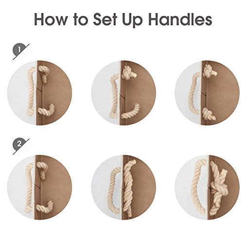 EZOWare 4 pcs Cajas de Almacenaje, Cubo Decorativa de Tela Plegable Resistente Con Manijas para Ropa, Juguetes, Armario, Dormitorio, Estanterías y Mas - (26.7 x 26.7 x 28 cm) (Beige bambú)