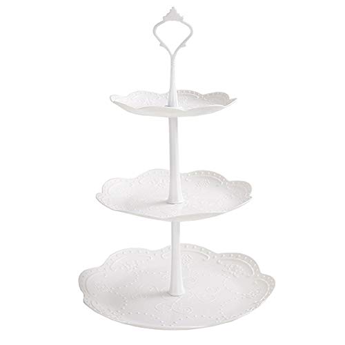Fablcrew Expositor de plástico desmontable para tartas, 3 niveles, expositor para postres, cupcakes, bombones y fruta, para bodas, fiestas, cumpleaños, plástico, Rond, 26*40CM